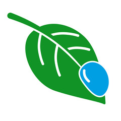 Green leaf with blue circle icon on white background