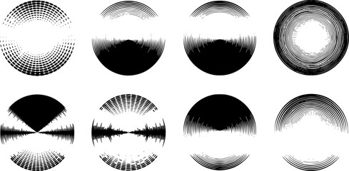Circle sound vector . Black radial equalizer