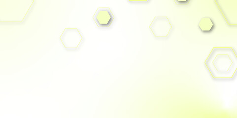 A minimalist abstract design featuring light yellow hexagonal outlines and solid shapes, scattered and subtly shadowed, on a soft yellow-white gradient background, 