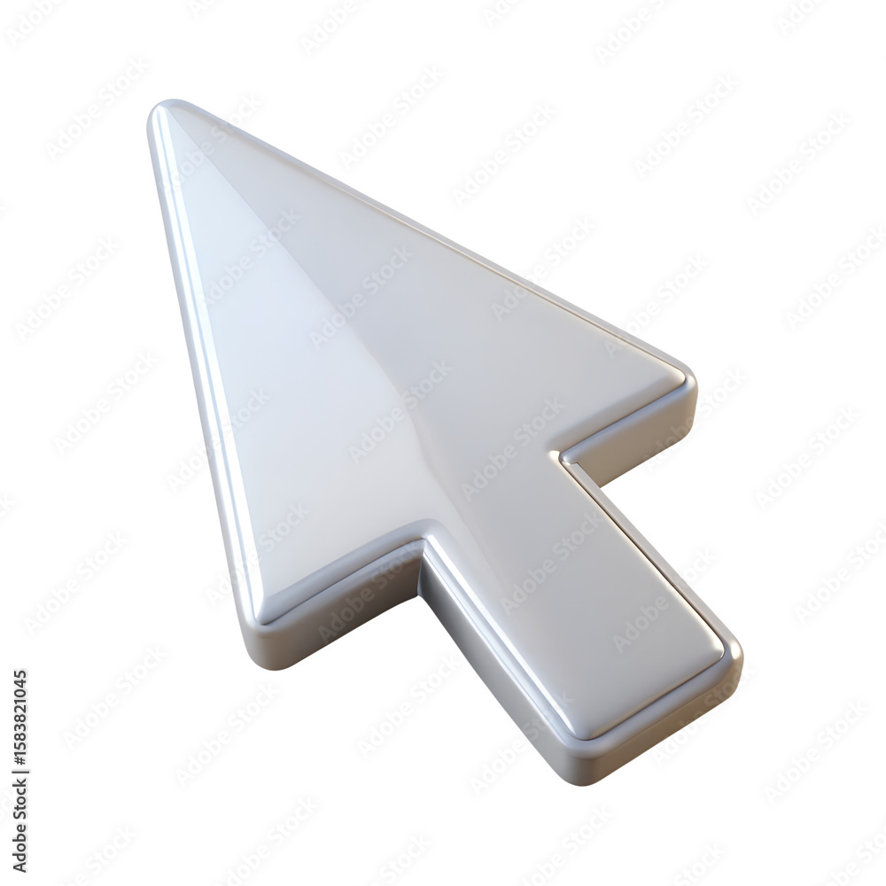 Poster glossy white computer mouse cursor arrow isolated on transparent background