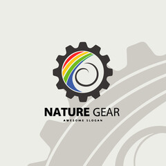 design a modern colorful logo combining a gear