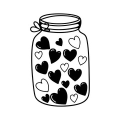 jar with hearts love romantic doodle