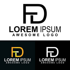 Pd initial logo luxury gold color