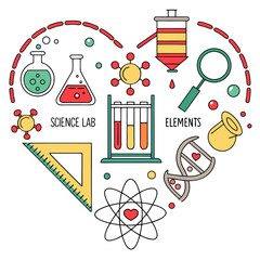 Science all lab element in heart shape