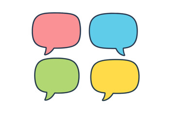 Speech bubble set vector. Cute colorful chat box collection for kids. Dialogue balloon concept. Communication icon. Message thought cloud. Comic talk shape. Empty quote frame.