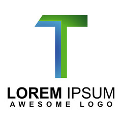 T letter initial logo gradient colorful abstract