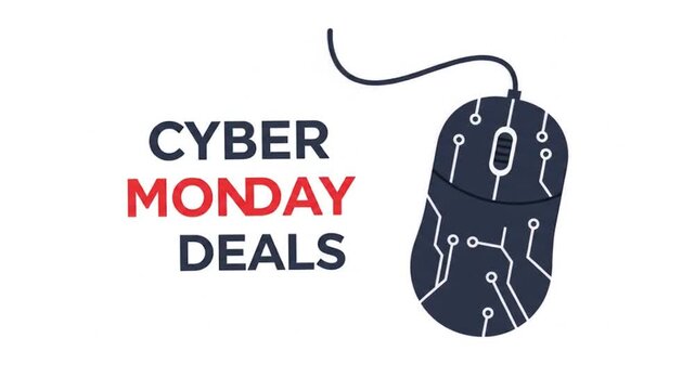 Cyber Monday Deals Graphic Animation with Modern Computer Mouse Icon