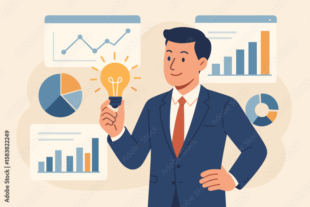 Poster business intelligence, data analysis for insight. making a successful business decision for success.