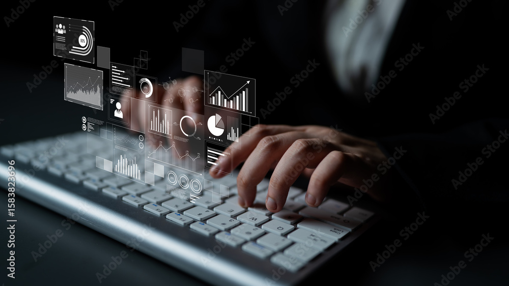 Poster data insights, charts, and analytics help visualize performance. data drives strategy, analytics enh