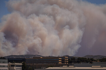 A fire near Marseille on a hot summer day in July.

July 8, 2025. The photo shows heavy smoke.