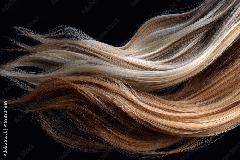 Poster captivating smooth flowing strands of blonde and brunet hair in a dynamic display of color and textu
