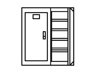 Drawer, cupboard icon. Line, glyph and filled outline colorful version, Cupboard outline and filled vector sign. Symbol, logo illustration. Different style icons set. Pixel