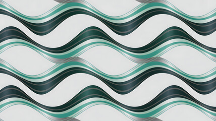 Modern abstract wave pattern with teal and dark green stripes on white background