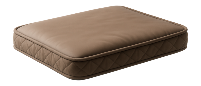 Pet bed mat with a unique memory foam core that adapts to a pet's body shape for maximum coziness.