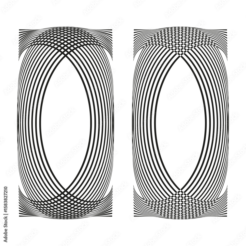 Aufkleber oval shape patterns. abstract line fills. geometric border elements. vector modern designs.