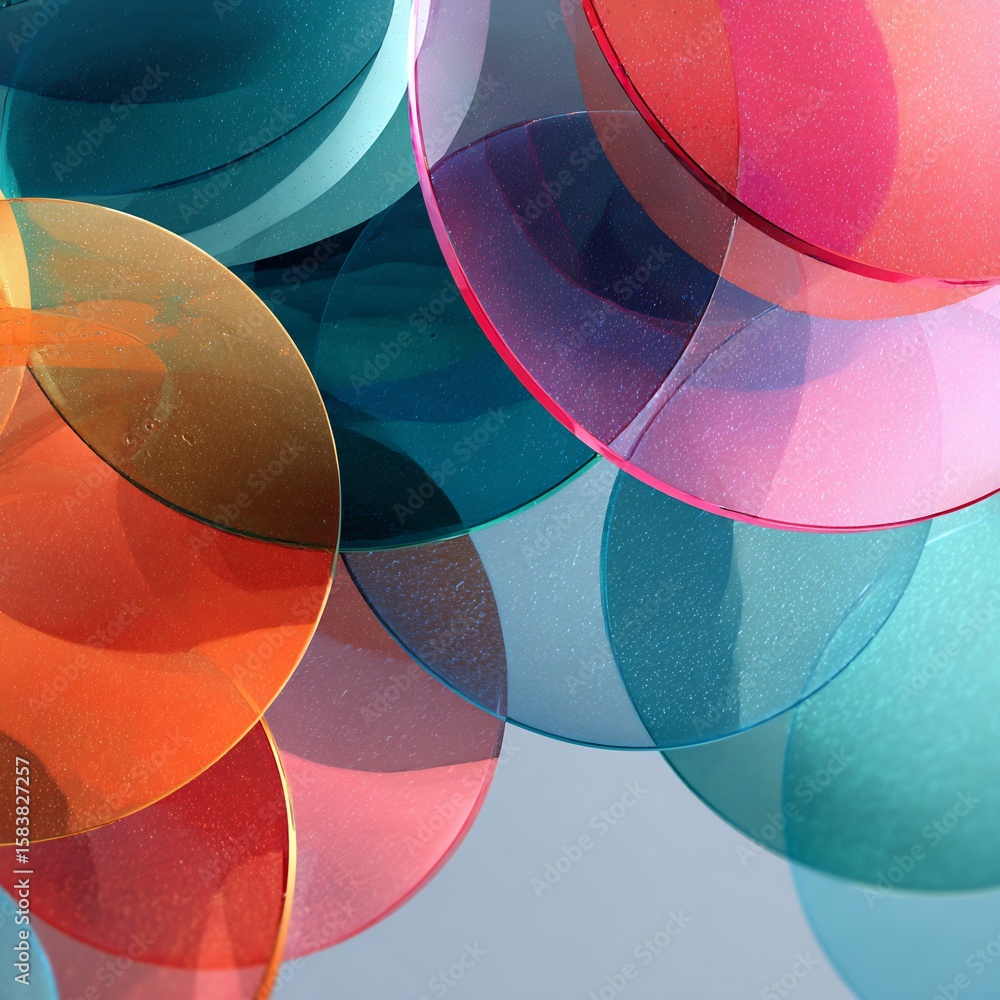 Poster abstract circles overlapping with vibrant colors creating a modern artwork