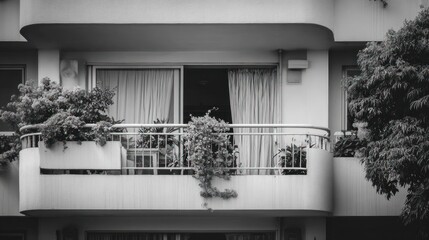 Gray balcony of a modern building