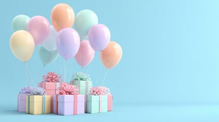 A Vibrant Celebration of Presents and Balloons for a Joyful Occasion