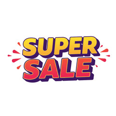 A vibrant super sale banner graphic with retro typography and colorful accents, perfect for promotional materials and attracting customers.