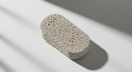 Pumice Stone: The close-up capture of a porous pumice stone, with detailed texture under soft light, it conveys a sense of natural beauty.