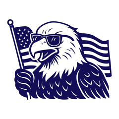 USA Eagle Mascot Vector – Patriotic American Flag Graphic for T-Shirts & Merchandise