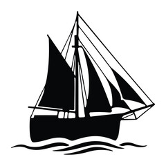 Sailing ship vector illustration on a white background. 