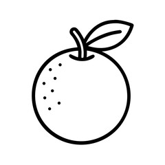 Minimalist Orange Vector Icon with Stem and Leaf Fresh Citrus Fruit Illustration for Graphic Design and Healthy Eating Concepts
