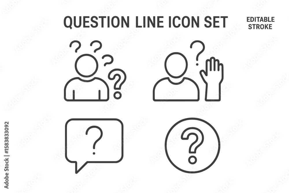 Poster question line icon set. pictogram collection for infographic. concepts of problem, confusion, asking