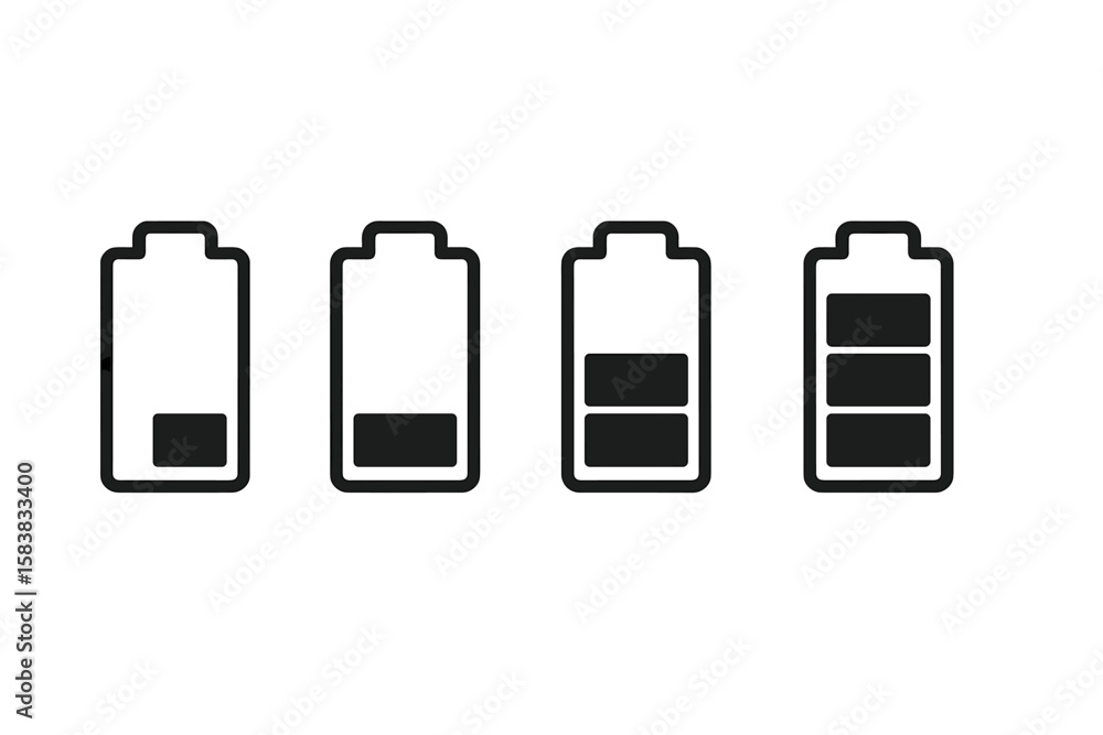 Poster battery charge level indicator icon set. vector illustration for ui ux design. mobile phone power st