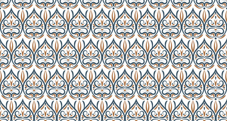 ornate seamless pattern with scrollwork and floral elements. traditional Indian, Persian, or Ottoman background for wallpaper, textiles, or packaging