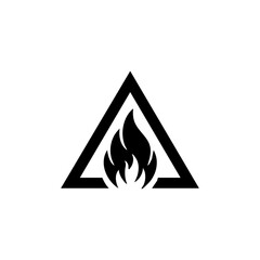 Fototapeta premium Simplified fire warning icon showing a flame inside a triangle, representing flammable materials or fire hazard signs.