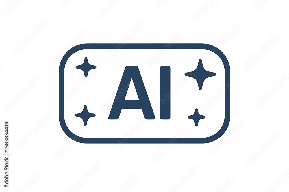 Aufkleber ai generation concept with stars. artificial intelligence online tool logo. generate ai button or ic