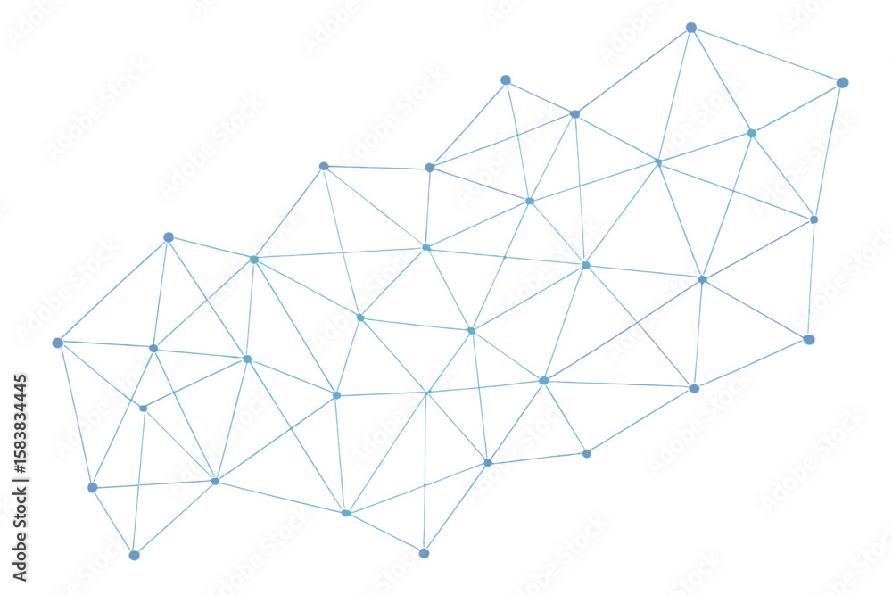 Aufkleber blue abstract digital geometric pattern with connecting dots, lines, and triangles. network technolo