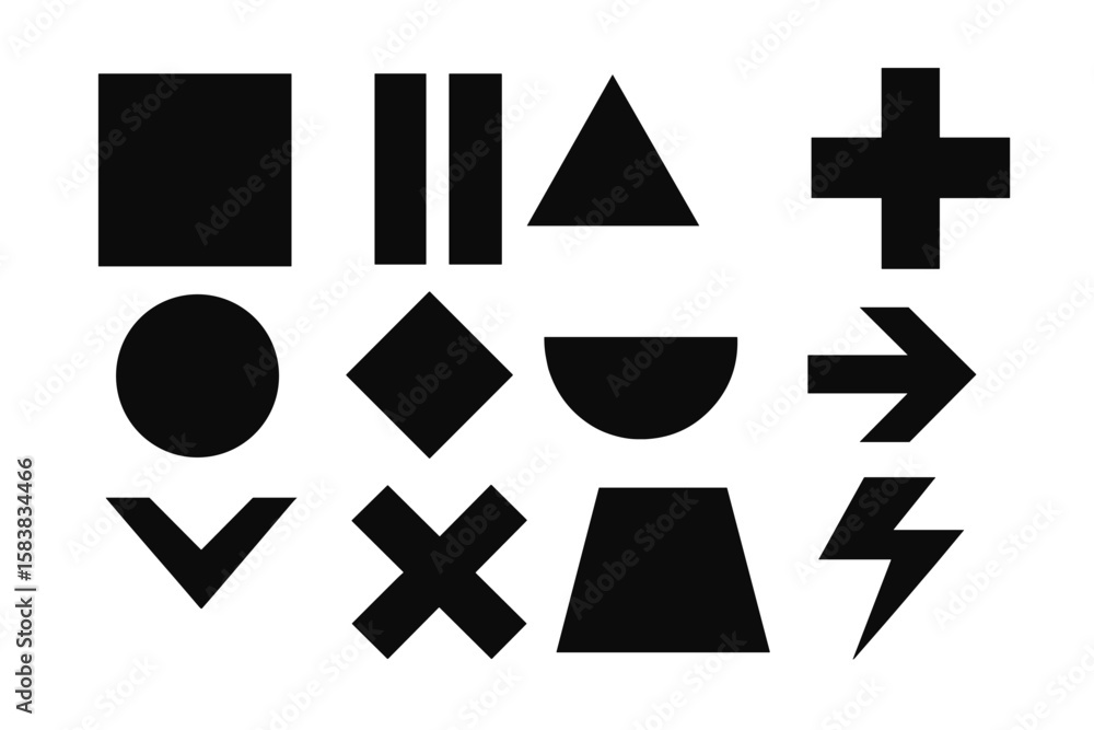 Poster brutalist geometric shapes set. abstract basic primitive forms collection. modern minimalist design 
