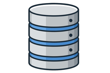Big data and database server icon. Vector symbol for data storage, cloud computing technology, network hosting, analytics, and information processing. Flat design illustration.