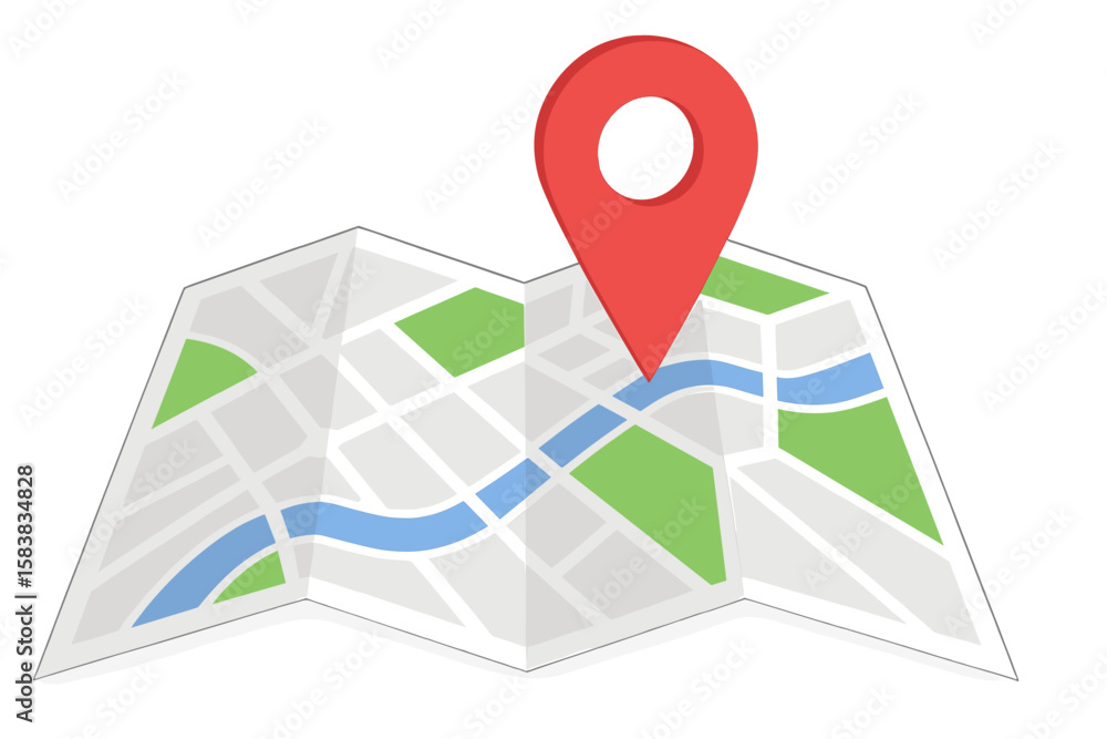Poster gps navigator pointer on detailed city map with location pin, navigation and logistics concept, tran