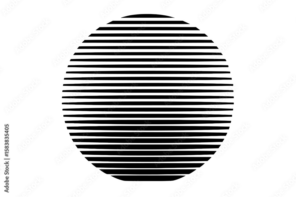 Poster abstract vector geometric circle with halftone lines. optical art illusion sphere. black and white s