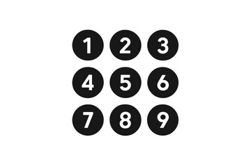 Modern Numeric Keypad Vector Icon Set for Apps and Websites, Black Circular Buttons, Isolated Transparent Background, Digital Interface, UI UX Design Element, Editable PNG and Vector Illustration