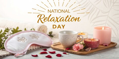 National relaxation day spa candles tea eye mask self care