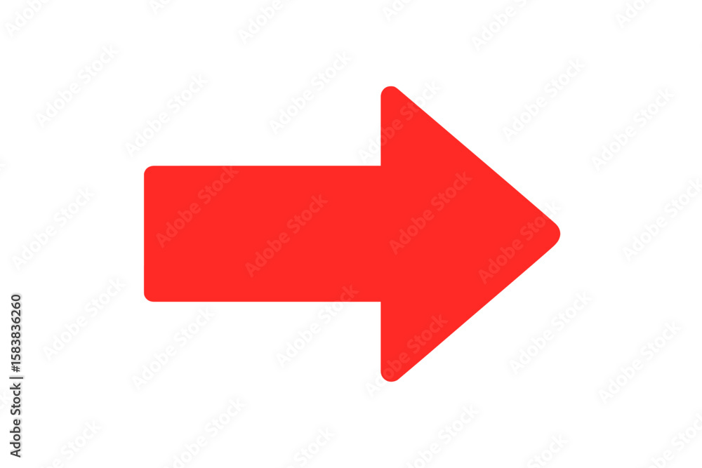 Aufkleber red arrow right vector icon for web navigation and user interface design. simple flat illustration o