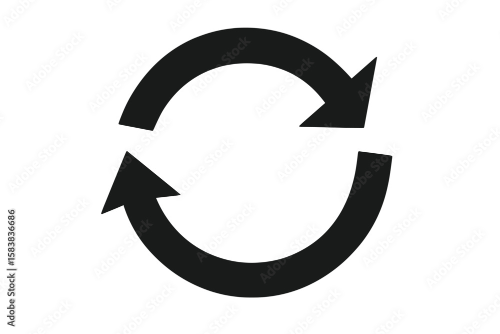 Poster recycle symbol. circular arrows icon for refresh, reload, repeat concepts. rotation, loop, synchroni