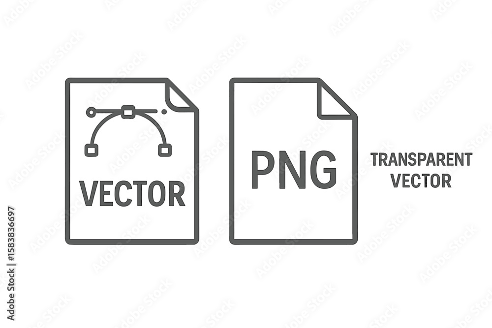 Poster vector icon set for file types: editable vector symbol, transparent png document, graphic resource f
