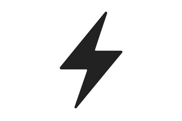High-Contrast Black Lightning Bolt Icon, Energy Symbol, Electric Power, Flash, Thunderbolt, Vector Illustration, Transparent Background, Isolated, Minimalist Design, Electricity Concept