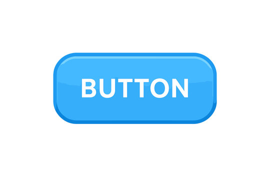 Modern blue glossy web button vector illustration. UI UX design element for website or mobile app interface. Clickable push button icon isolated on white background.
