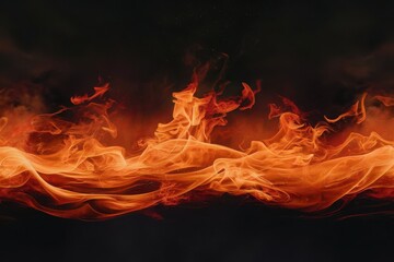 Fototapeta premium Abstract fiery waves of orange and red flames dancing against a dark background