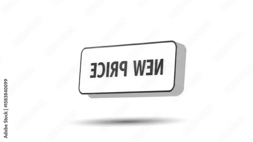 Poster rotating price tag with new price text on white background