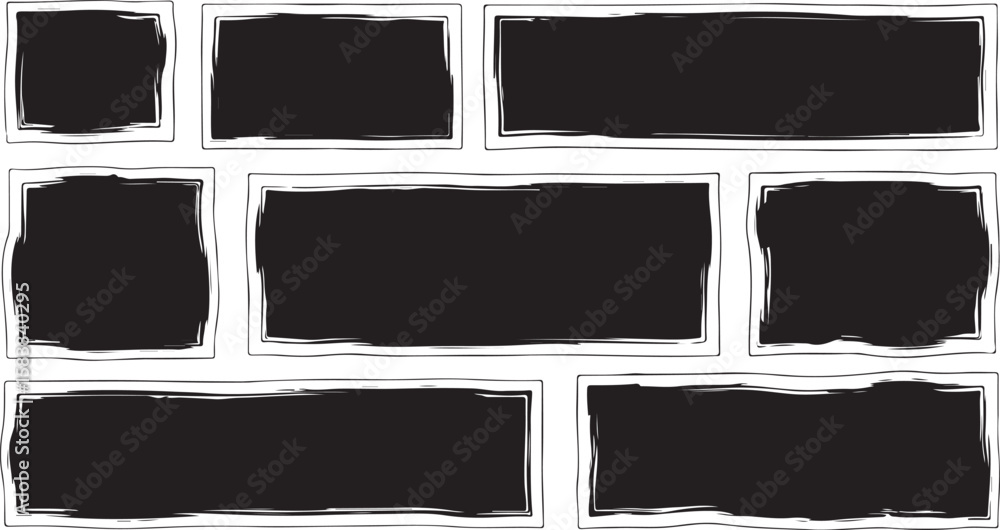 Poster vector art of collection of handdrawn black empty frames and boxes for text