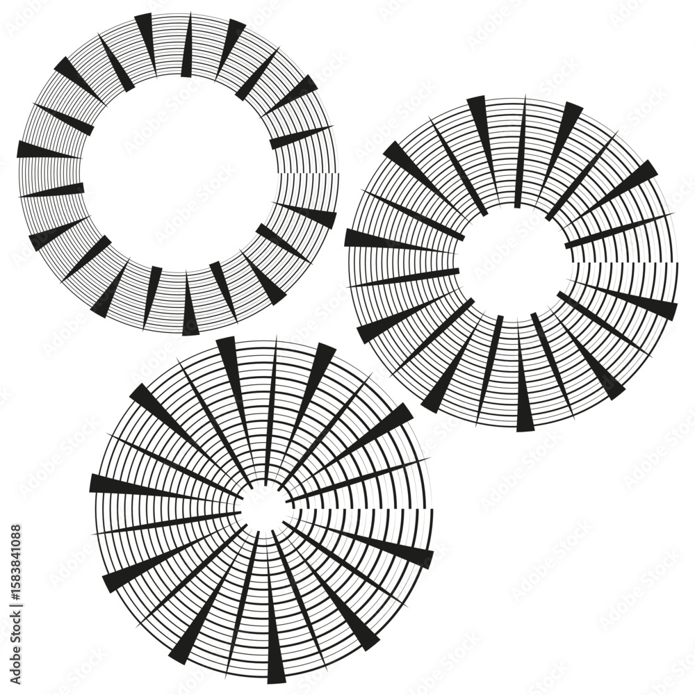 Poster concentric ring elements. abstract geometric pattern. dynamic circular vector. modern decor illustra