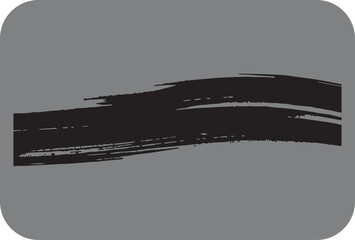 Abstract black brush stroke with textured edges and subtle horizontal lines across a rounded corner gray background conveying a sense of dynamic movement and artistic expression
