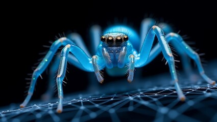 Fototapeta premium Futuristic macro of iridescent tribal-patterned spider